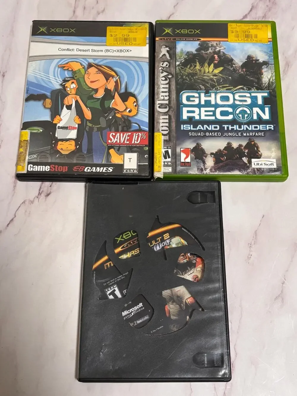Lot of 3 Xbox Games Ghost Recon Island Thunder Conflict Desert Storm MechAssault